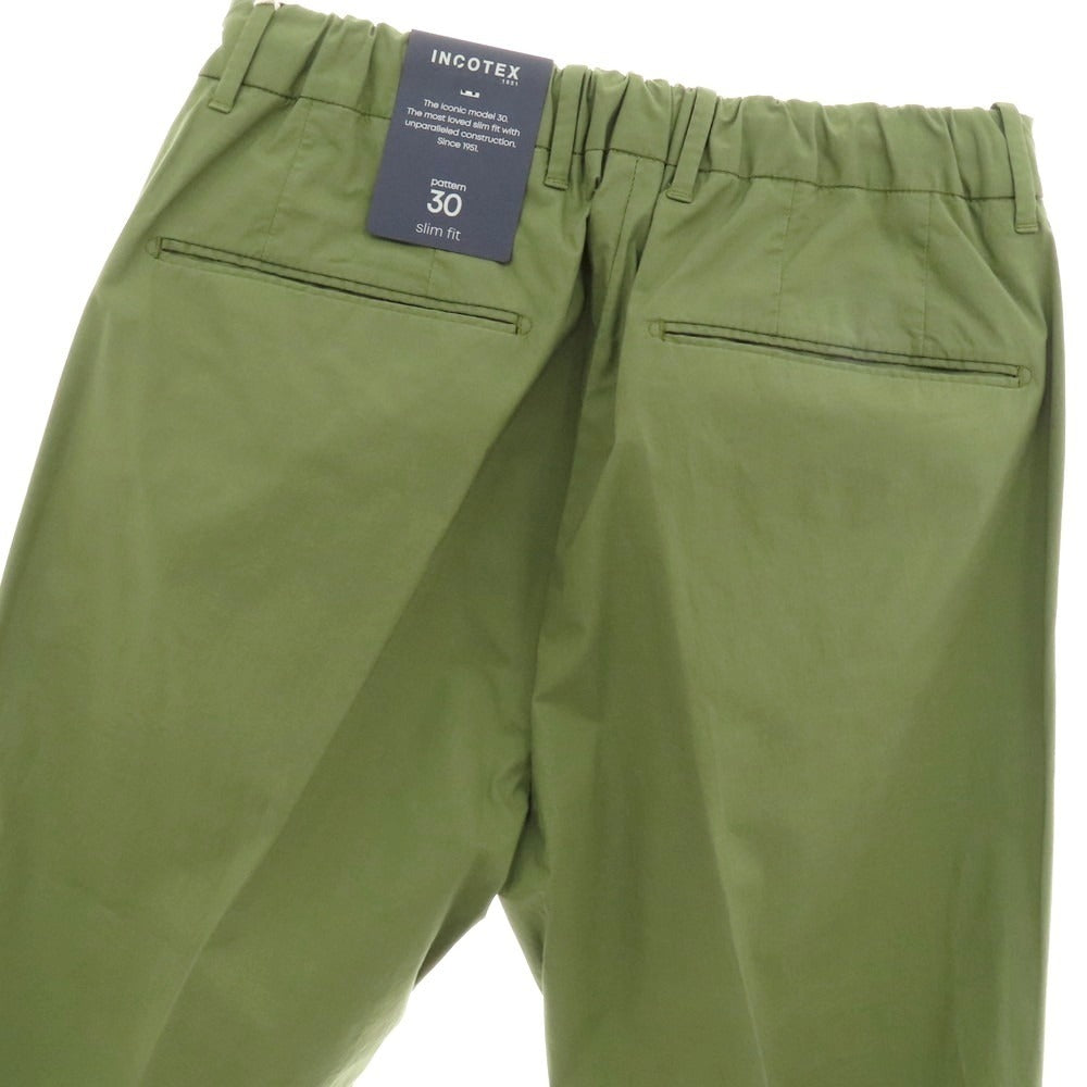 【新品】インコテックス スローウェア INCOTEX SLOWEAR 30型 slim fit ストレッチコットン イージースラックスパンツ オリーブグリーン【 44 】【 状態ランクN 】【 メンズ 】