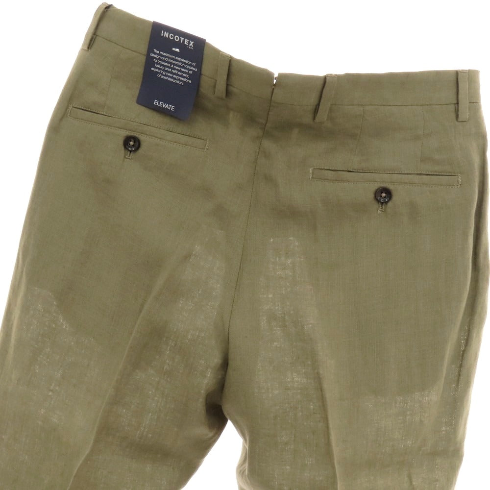 【新品】インコテックス スローウェア INCOTEX SLOWEAR ELEVATE ストレッチリネン カジュアルスラックスパンツ カーキ【 48 】【 状態ランクN 】【 メンズ 】