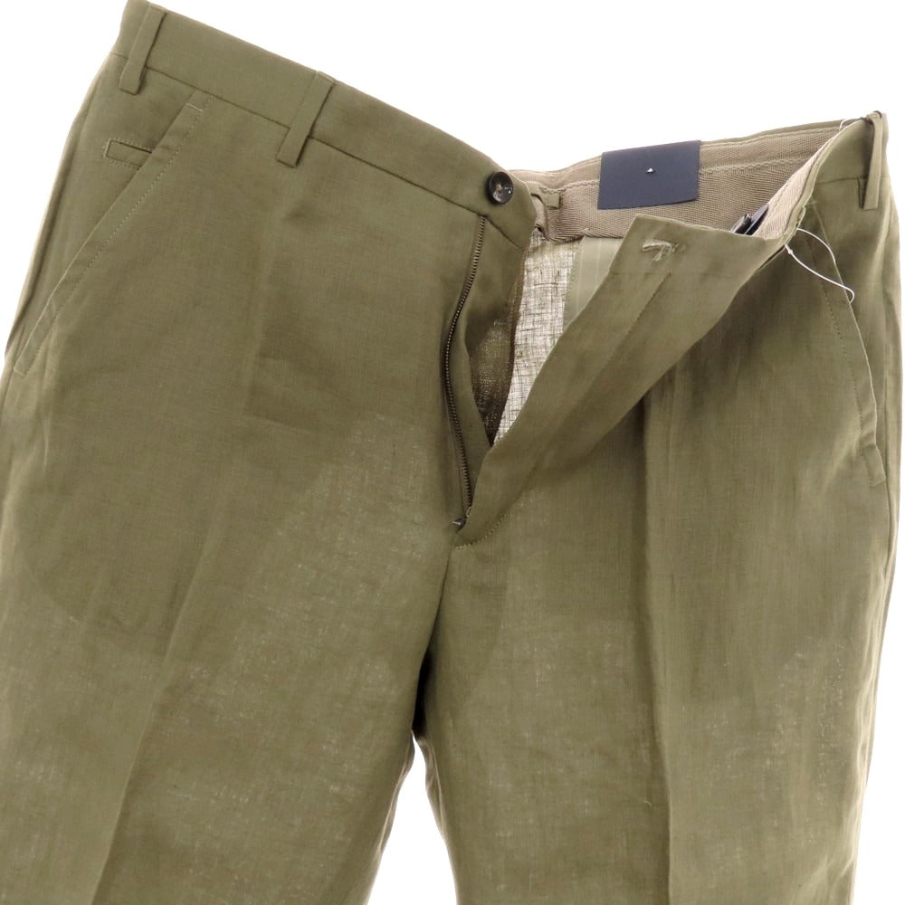 【新品】インコテックス スローウェア INCOTEX SLOWEAR ELEVATE ストレッチリネン カジュアルスラックスパンツ カーキ【 50 】【 状態ランクN 】【 メンズ 】