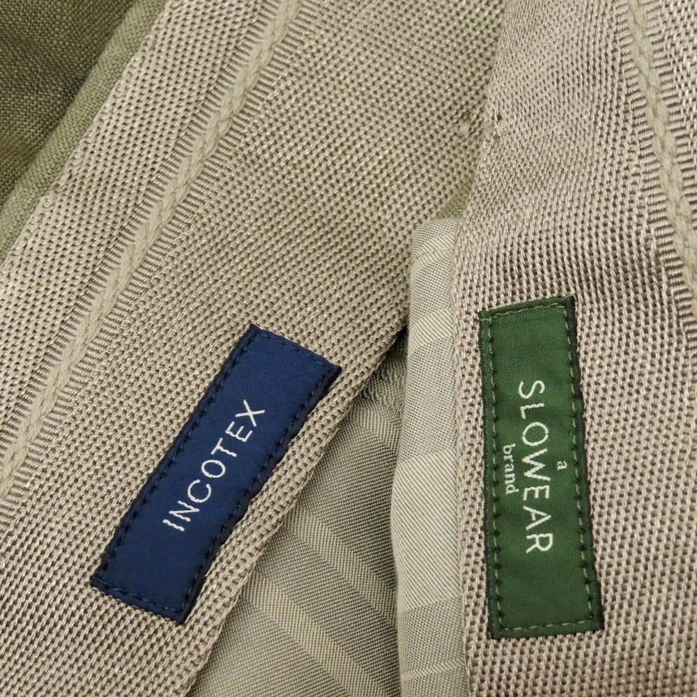 【新品】インコテックス スローウェア INCOTEX SLOWEAR ELEVATE ストレッチリネン カジュアルスラックスパンツ カーキ【 50 】【 状態ランクN 】【 メンズ 】