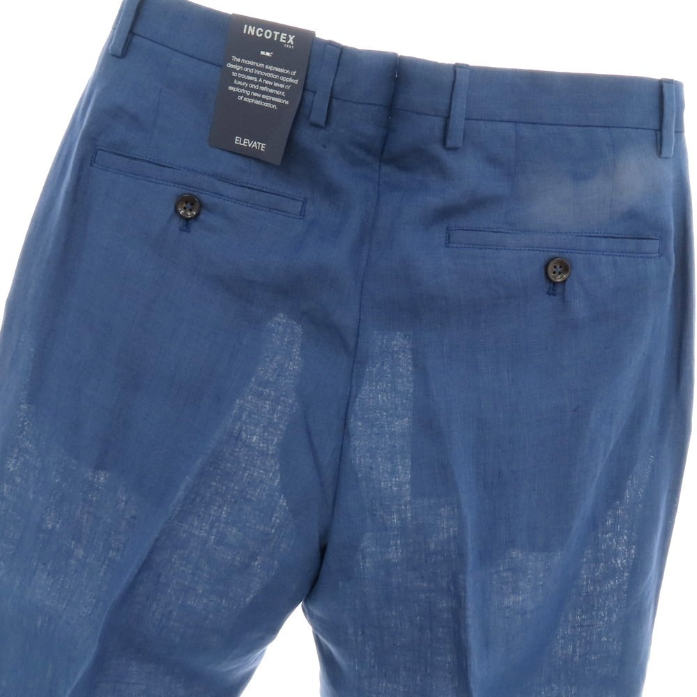 【新品】インコテックス スローウェア INCOTEX SLOWEAR ELEVATE ストレッチリネン カジュアルスラックスパンツ ブルー系【 48 】【 状態ランクN 】【 メンズ 】