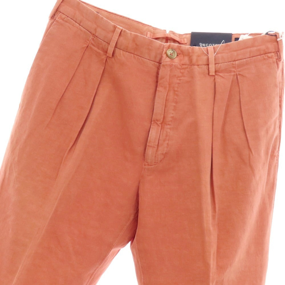 【新品アウトレット】インコテックス スローウェア INCOTEX SLOWEAR ELEVATE ストレッチコットンリネン カジュアルスラックスパンツ ピンクオレンジ【 48L 】【 状態ランクN- 】【 メンズ 】