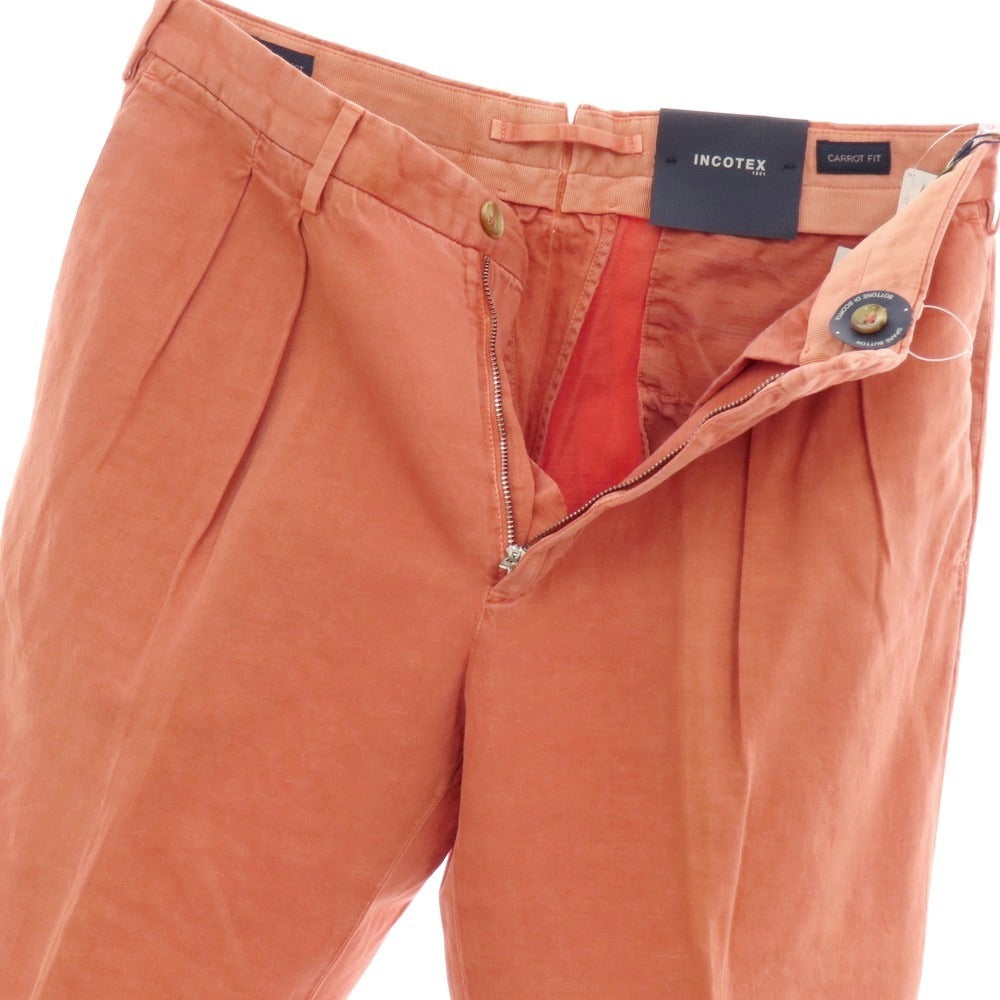 【新品アウトレット】インコテックス スローウェア INCOTEX SLOWEAR ELEVATE ストレッチコットンリネン カジュアルスラックスパンツ ピンクオレンジ【 48L 】【 状態ランクN- 】【 メンズ 】