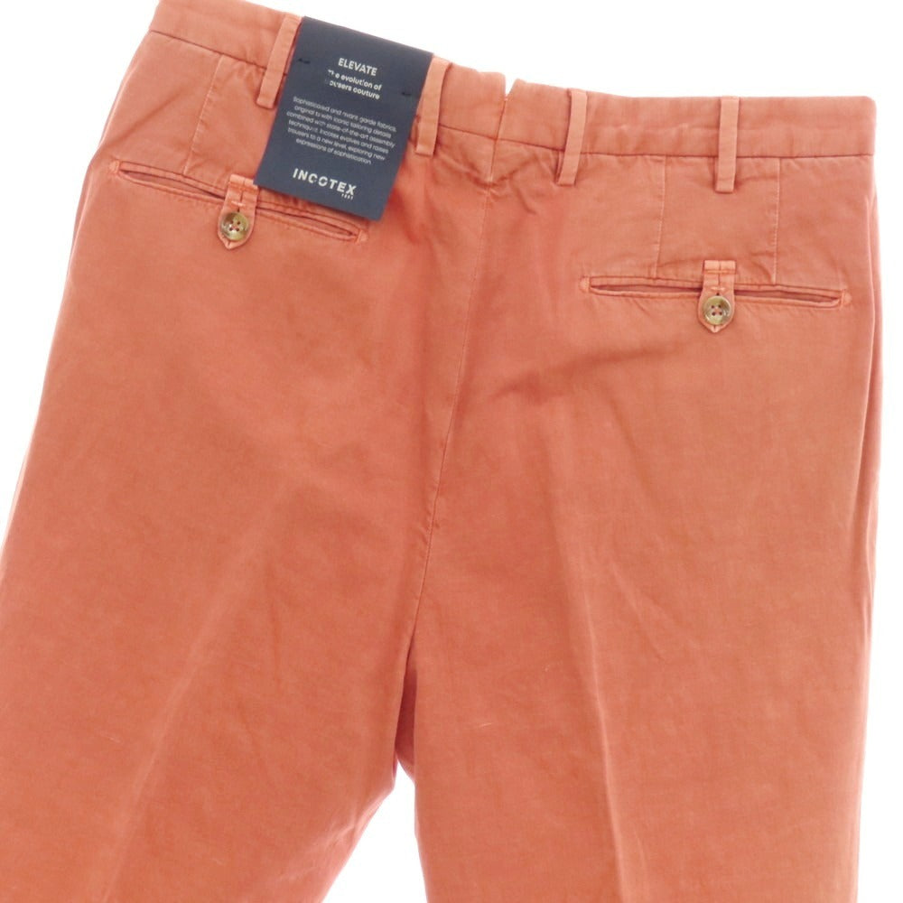 【新品アウトレット】インコテックス スローウェア INCOTEX SLOWEAR ELEVATE ストレッチコットンリネン カジュアルスラックスパンツ ピンクオレンジ【 48L 】【 状態ランクN- 】【 メンズ 】