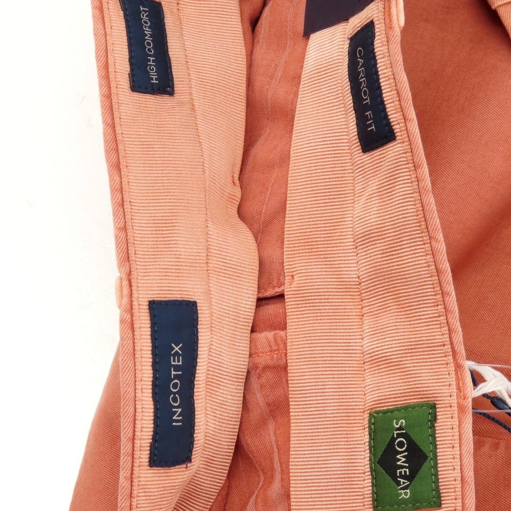 【新品アウトレット】インコテックス スローウェア INCOTEX SLOWEAR ELEVATE ストレッチコットンリネン カジュアルスラックスパンツ ピンクオレンジ【 48L 】【 状態ランクN- 】【 メンズ 】