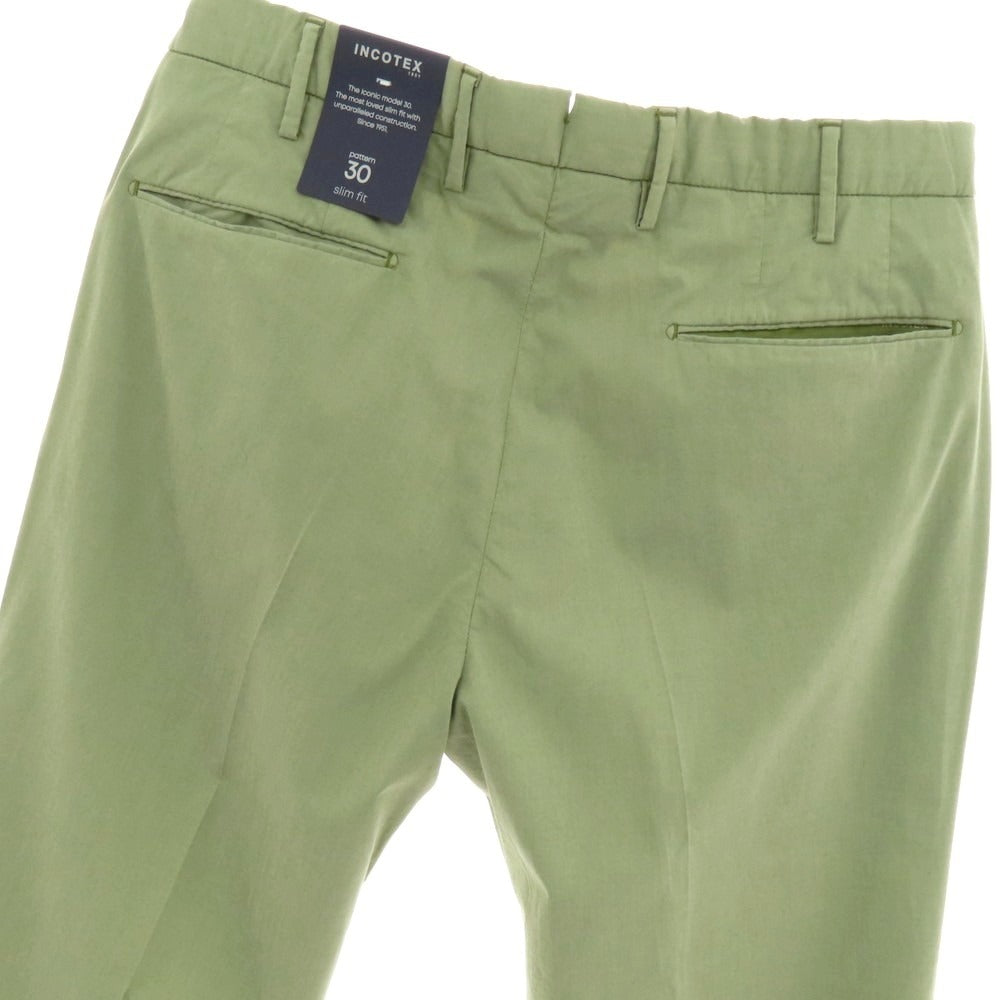 【新品アウトレット】インコテックス スローウェア INCOTEX SLOWEAR 30型 slim fit コットンポリエステル カジュアルスラックスパンツ セージグリーン系【 50 】【 状態ランクN- 】【 メンズ 】