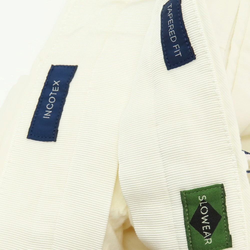 【新品】インコテックス スローウェア INCOTEX SLOWEAR 54型 tapered fit コットンリネン カジュアルスラックスパンツ ホワイト【 50L 】【 状態ランクN 】【 メンズ 】