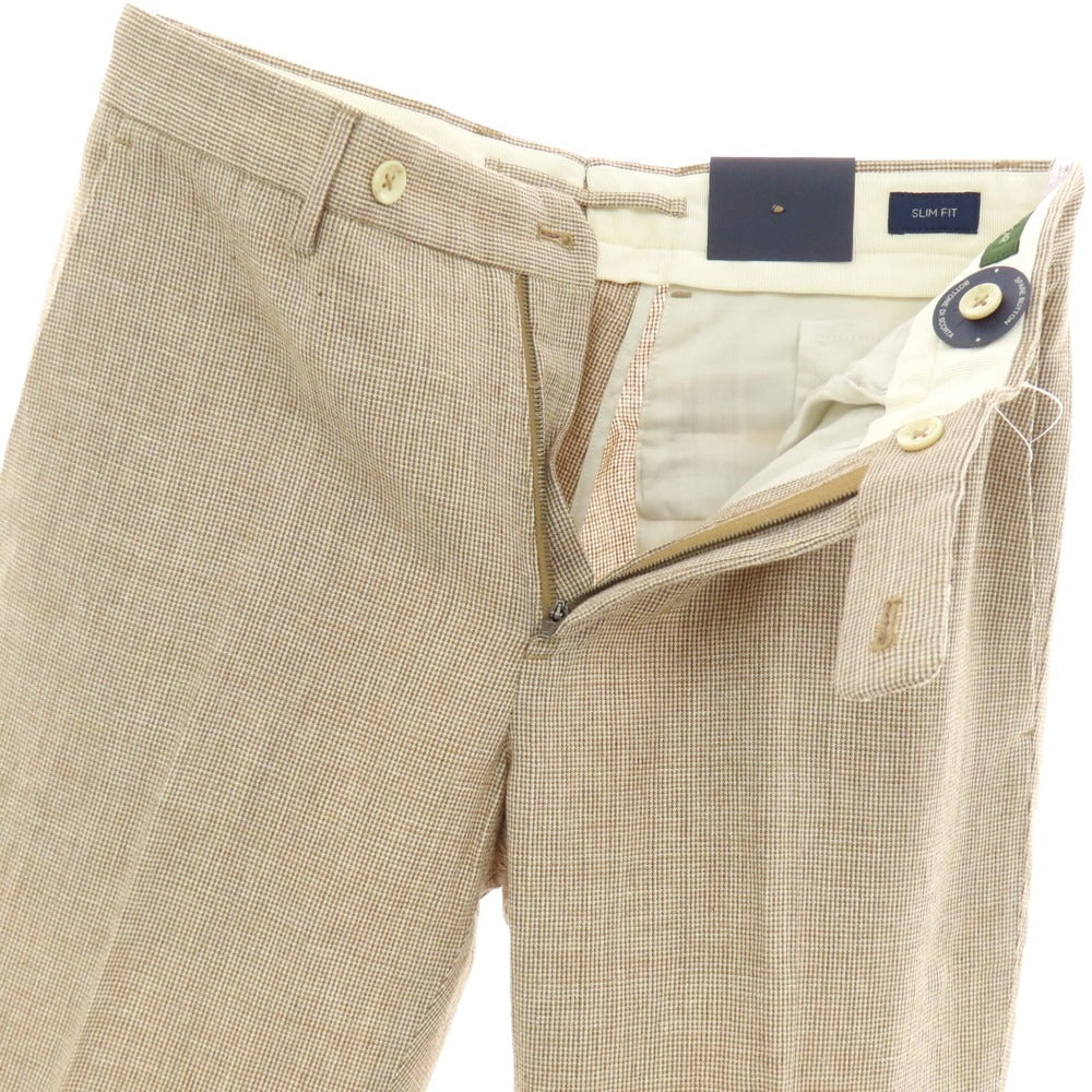 【新品】インコテックス スローウェア INCOTEX SLOWEAR 30型 slim fit レーヨンコットン カジュアルスラックスパンツ ブラウンxホワイト【 44 】【 状態ランクN 】【 メンズ 】