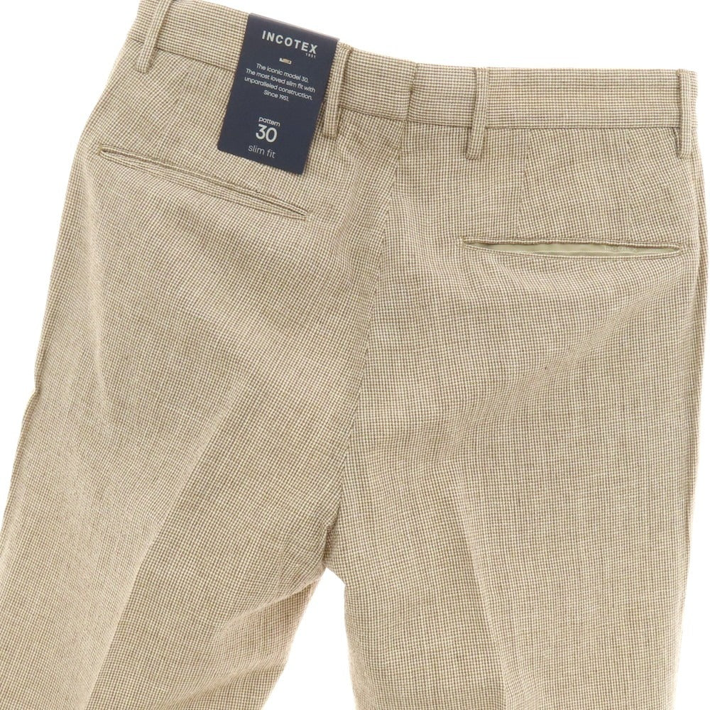 【新品】インコテックス スローウェア INCOTEX SLOWEAR 30型 slim fit レーヨンコットン カジュアルスラックスパンツ ブラウンxホワイト【 44 】【 状態ランクN 】【 メンズ 】