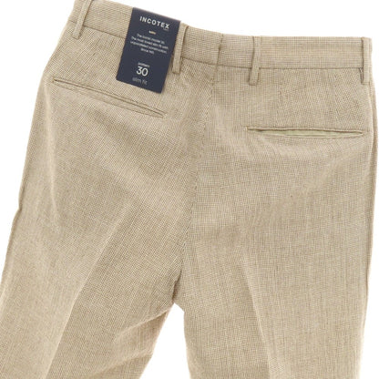 【新品】インコテックス スローウェア INCOTEX SLOWEAR 30型 slim fit レーヨンコットン カジュアルスラックスパンツ ブラウンxホワイト【 44 】【 状態ランクN 】【 メンズ 】