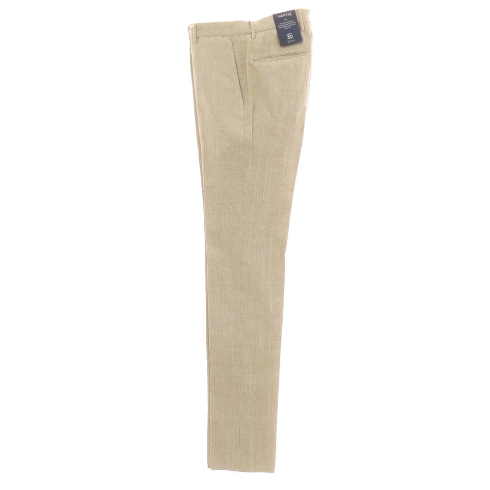 【新品】インコテックス スローウェア INCOTEX SLOWEAR 30型 slim fit レーヨンコットン カジュアルスラックスパンツ ブラウンxホワイト【 44 】【 状態ランクN 】【 メンズ 】