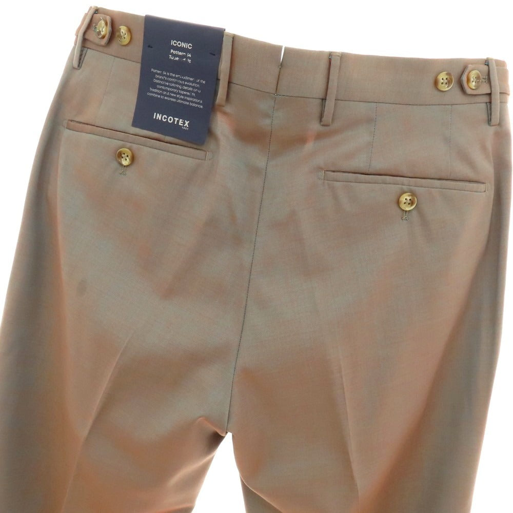 【新品アウトレット】インコテックス スローウェア INCOTEX SLOWEAR 54型 tapered fit ウール ドレススラックスパンツ ブルーグリーンxオレンジ【 48 】【 状態ランクN- 】【 メンズ 】