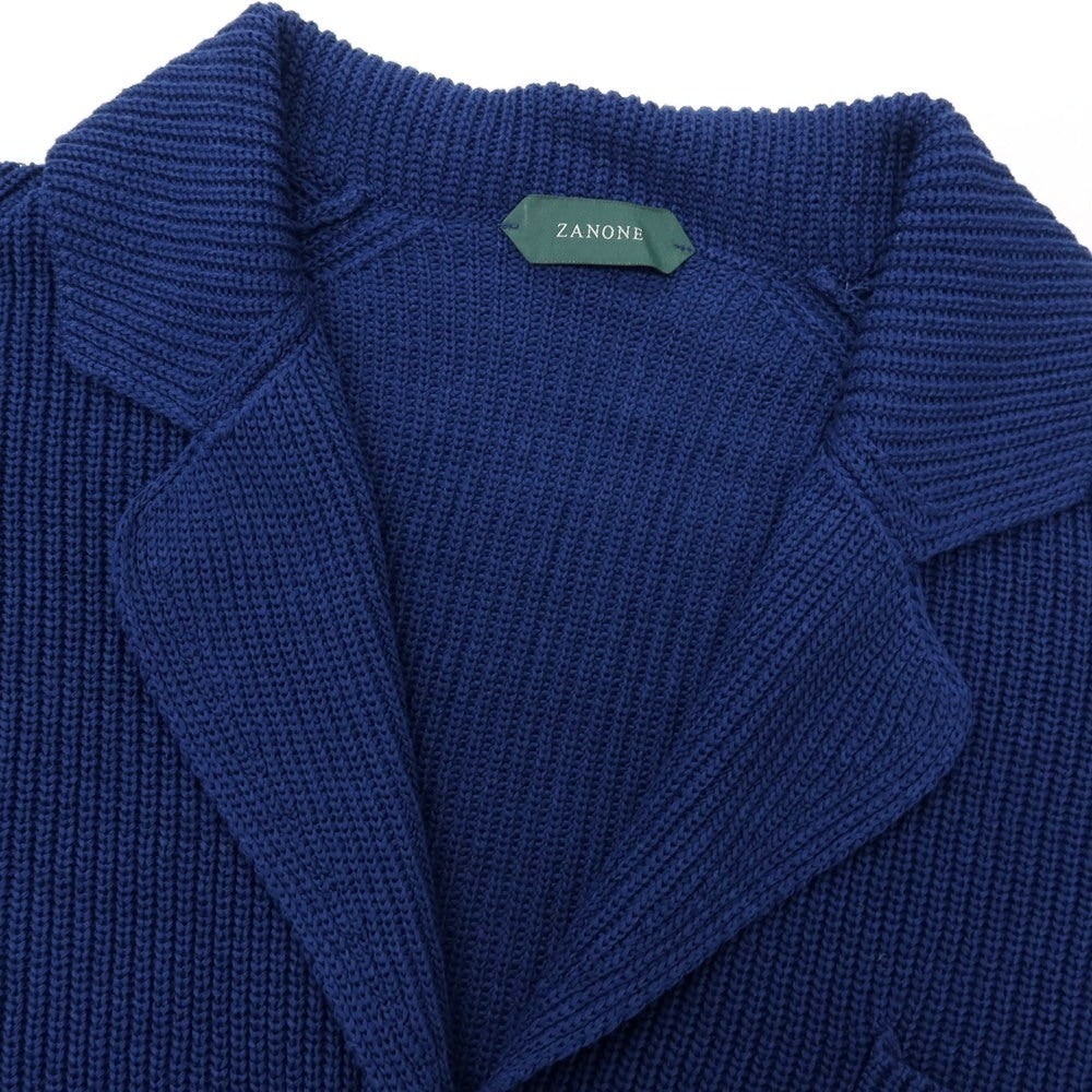 【新品】ザノーネ ZANONE コットン リブニット カーディガン ジャケット ネイビー【サイズ52】【 状態ランクN 】【 メンズ 】 [EPD]