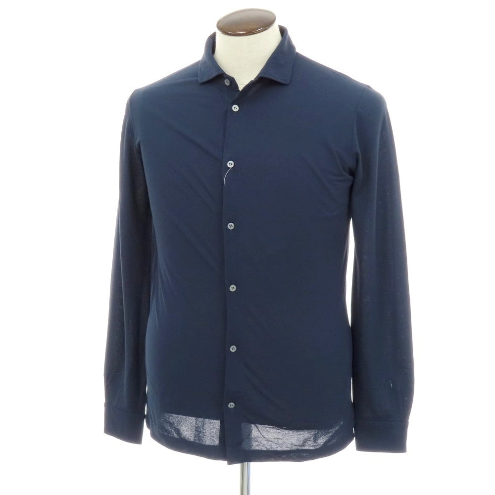 【新品】ザノーネ ZANONE アイスコットン ワイドカラー カジュアルシャツ ネイビー【 50 】【 状態ランクN 】【 メンズ 】