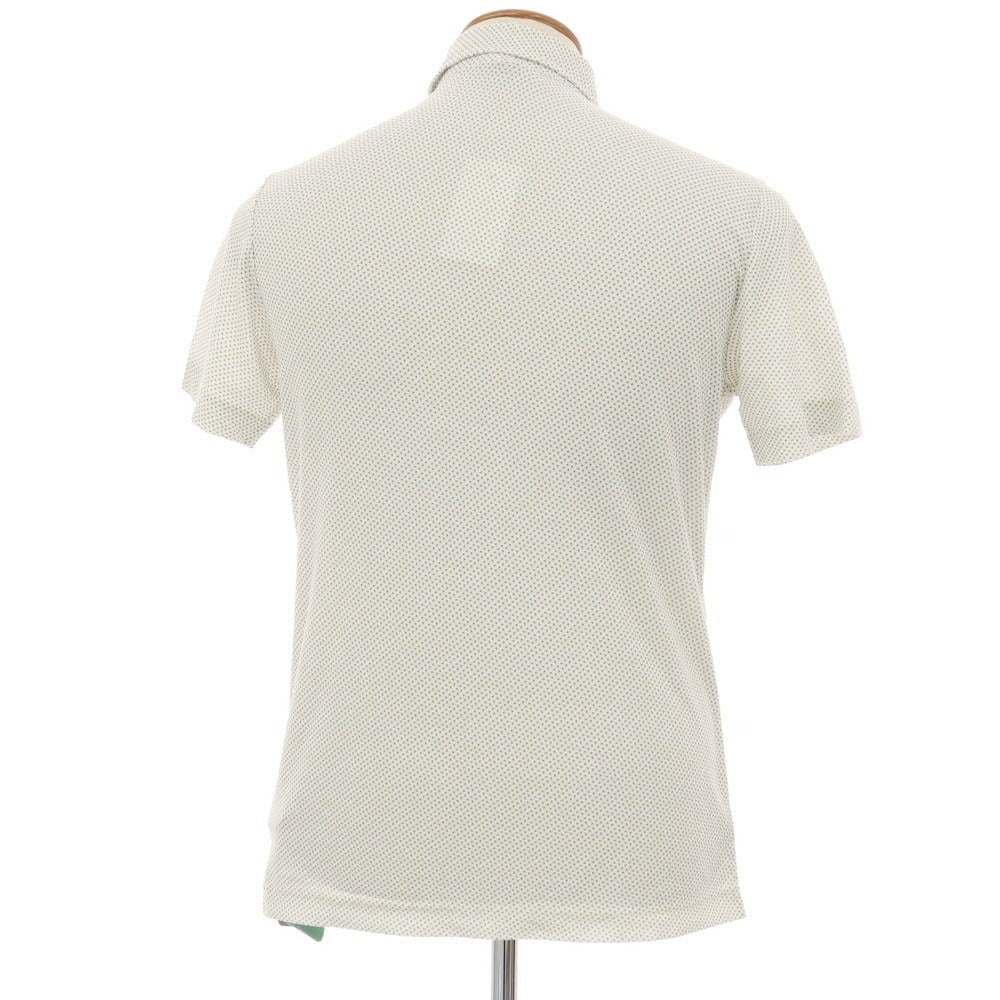 【新品】ザノーネ ZANONE アイスコットン 総柄 プリント 半袖ポロシャツ ホワイトxベージュ×ブルー【サイズ48】【 状態ランクN 】【 メンズ 】