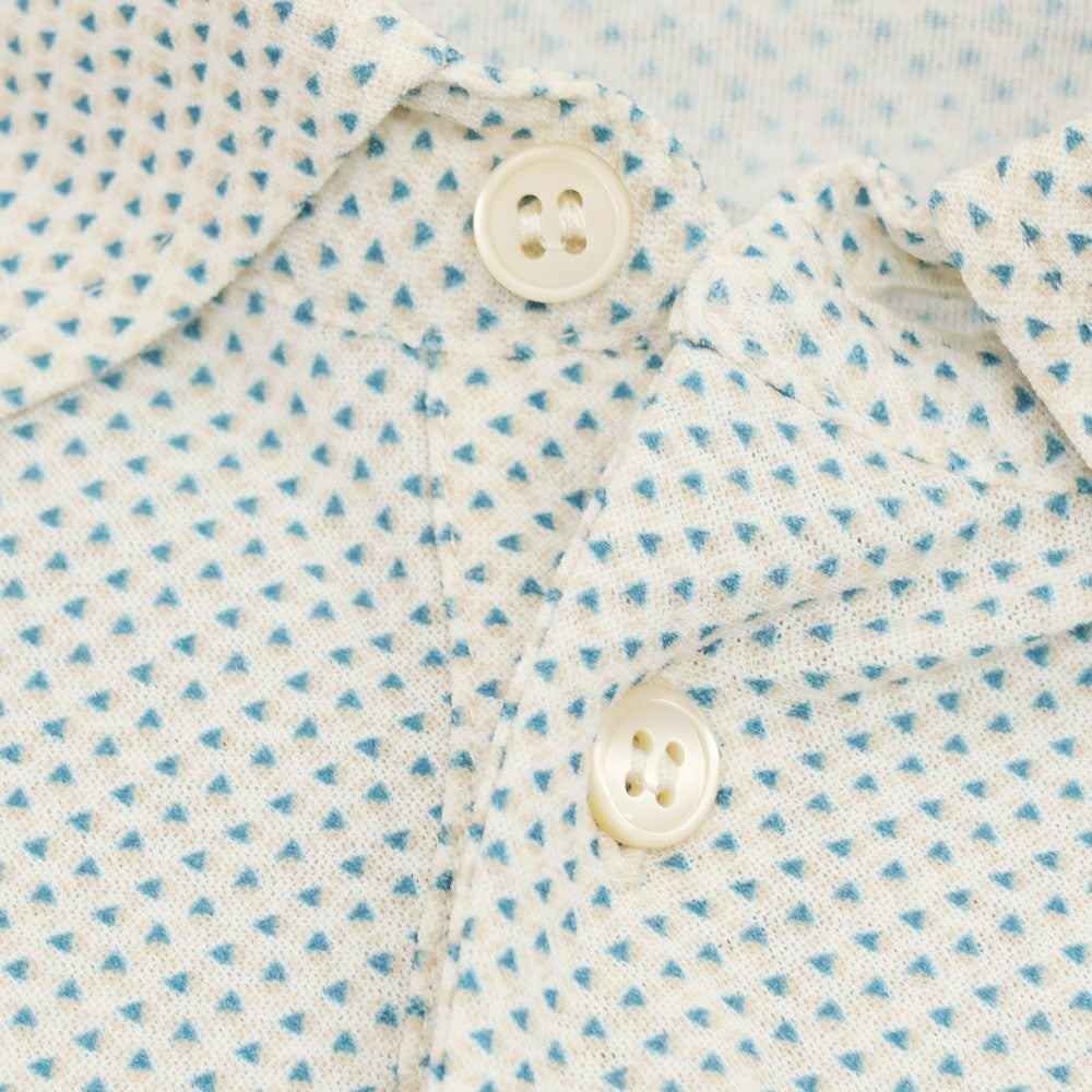 【新品】ザノーネ ZANONE アイスコットン 総柄 プリント 半袖ポロシャツ ホワイトxベージュ×ブルー【サイズ48】【 状態ランクN 】【 メンズ 】