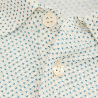 【新品】ザノーネ ZANONE アイスコットン 総柄 プリント 半袖ポロシャツ ホワイトxベージュ×ブルー【サイズ48】【 状態ランクN 】【 メンズ 】