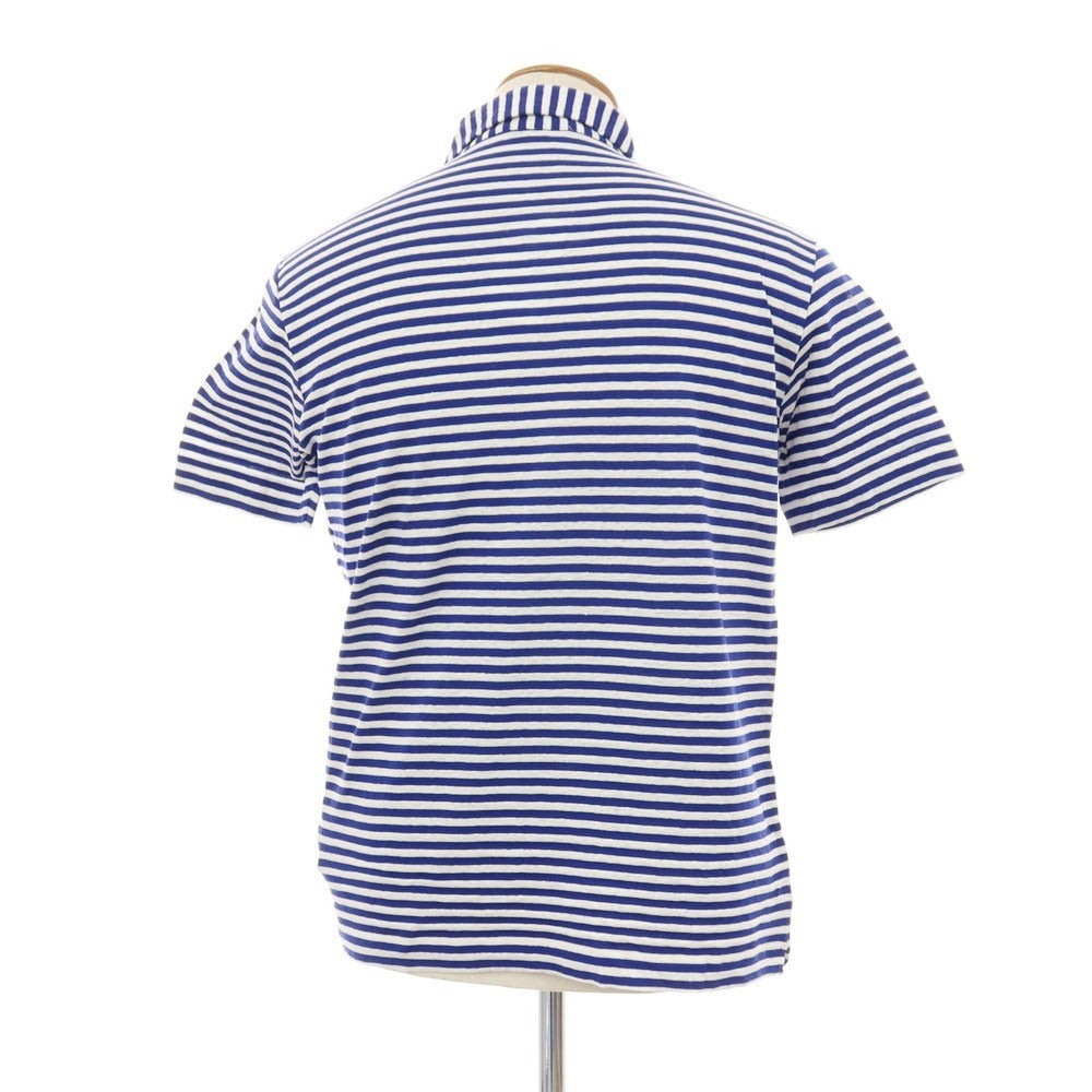 【新品】ザノーネ ZANONE リネンコットン ボーダー 半袖ポロシャツ ロイヤルブルーxホワイト【サイズ48】【 状態ランクN 】【 メンズ 】 [DPD]
