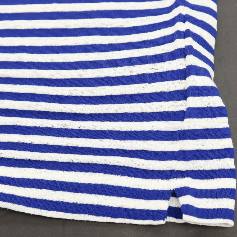 【新品】ザノーネ ZANONE リネンコットン ボーダー 半袖ポロシャツ ロイヤルブルーxホワイト【サイズ48】【 状態ランクN 】【 メンズ 】