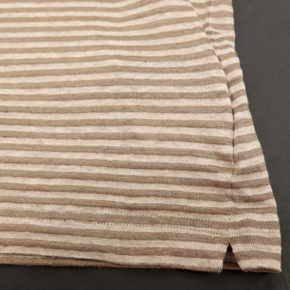 【新品】ザノーネ ZANONE リネンコットン ボーダー 半袖ポロシャツ アッシュブラウン系【サイズ50】【 状態ランクN 】【 メンズ 】