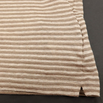 【新品】ザノーネ ZANONE リネンコットン ボーダー 半袖ポロシャツ アッシュブラウン系【サイズ50】【 状態ランクN 】【 メンズ 】