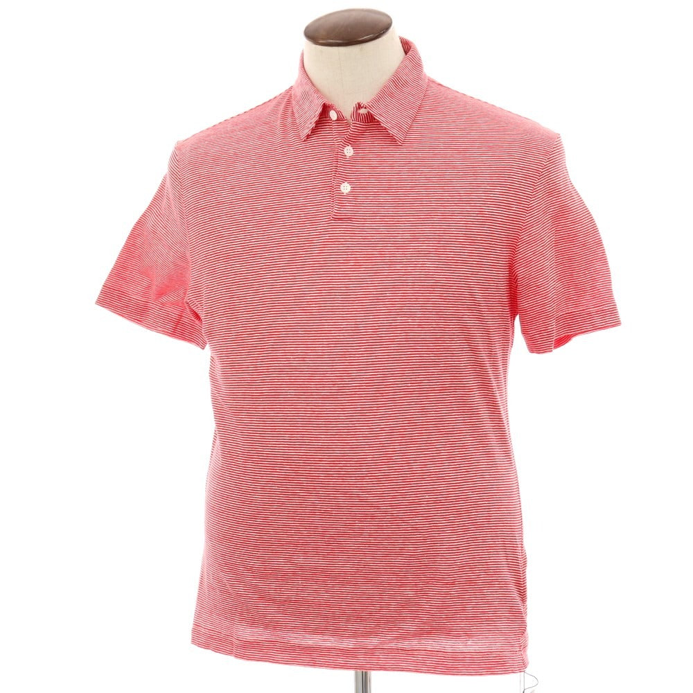 【新品】ザノーネ ZANONE リネンコットン ボーダー 半袖ポロシャツ レッドxホワイト【サイズ52】【 状態ランクN 】【 メンズ 】