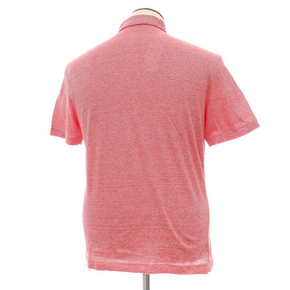 【新品】ザノーネ ZANONE リネンコットン ボーダー 半袖ポロシャツ レッドxホワイト【サイズ52】【 状態ランクN 】【 メンズ 】