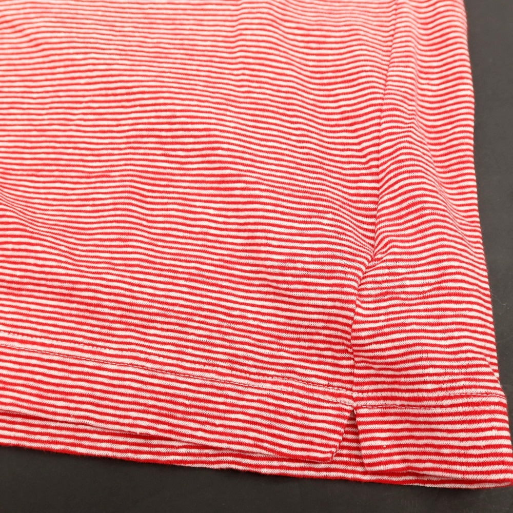 【新品】ザノーネ ZANONE リネンコットン ボーダー 半袖ポロシャツ レッドxホワイト【 サイズ52 】【 状態ランクN 】【 メンズ 】 [BPD]