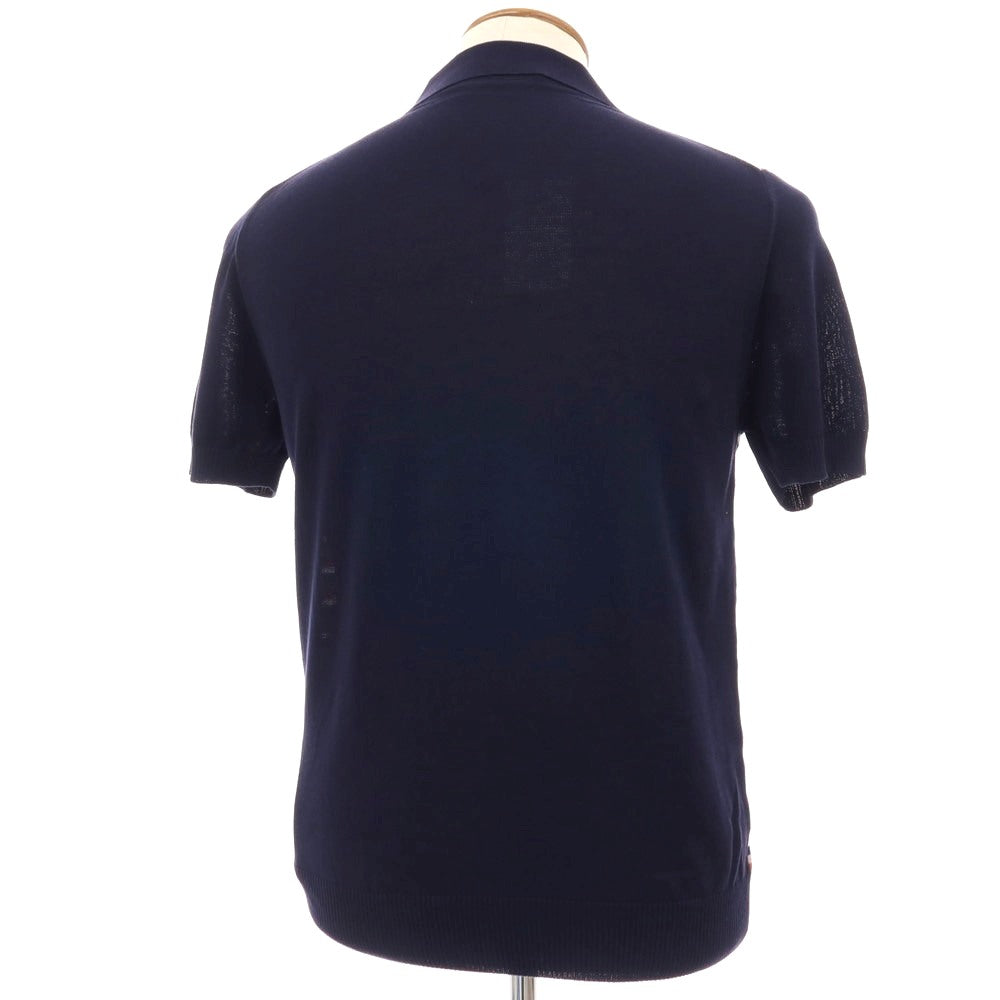 【新品】ザノーネ ZANONE ハイゲージ コットン ボーダー切り替え 半袖 ポロニット ネイビーxオレンジ【サイズ48】【 状態ランクN 】【 メンズ 】