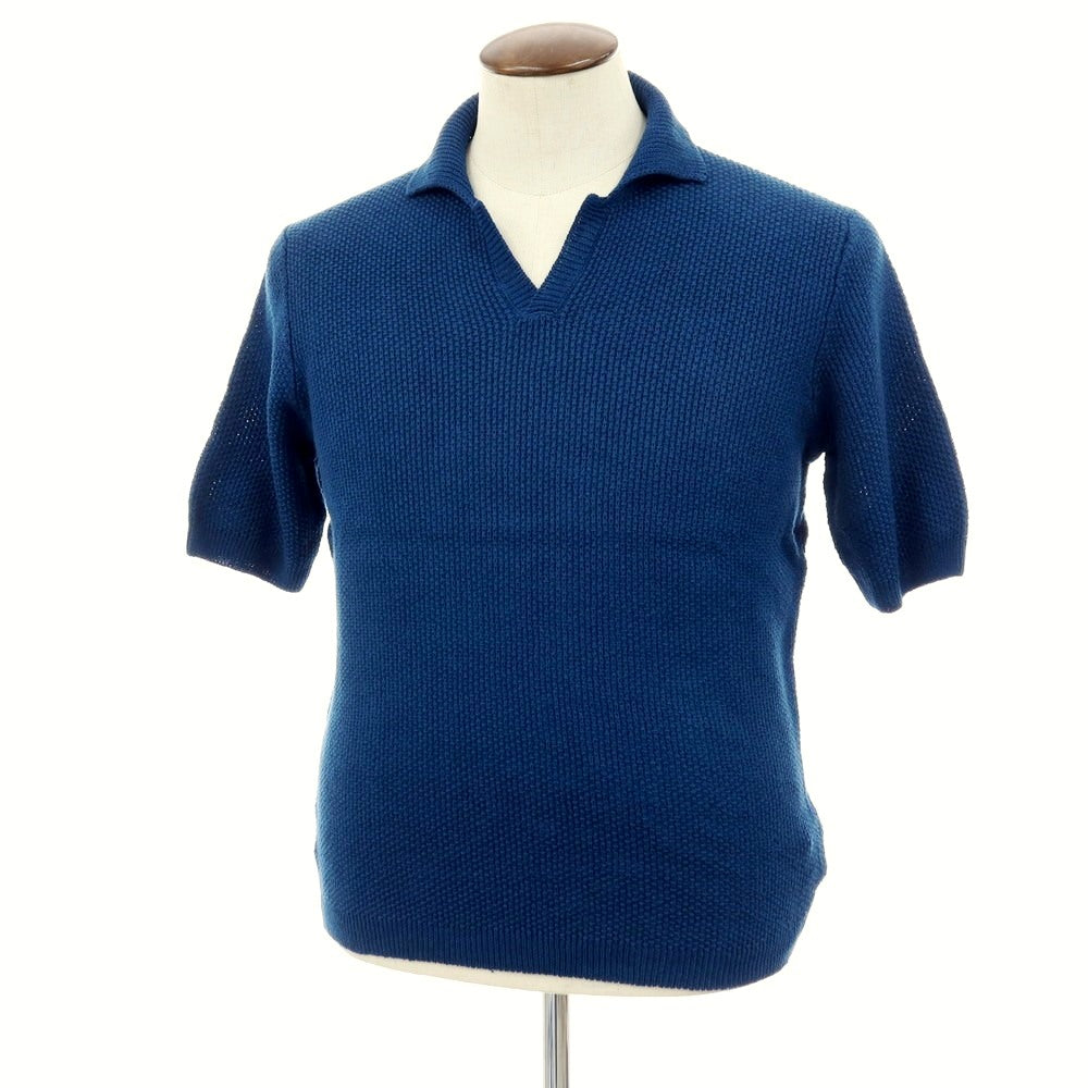 【新品】ザノーネ ZANONE リネンコットン スキッパー 半袖 ポロニット セルリアンブルー【サイズ50】【 状態ランクN 】【 メンズ 】