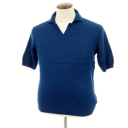 【新品】ザノーネ ZANONE リネンコットン スキッパー 半袖 ポロニット セルリアンブルー【サイズ50】【 状態ランクN 】【 メンズ 】