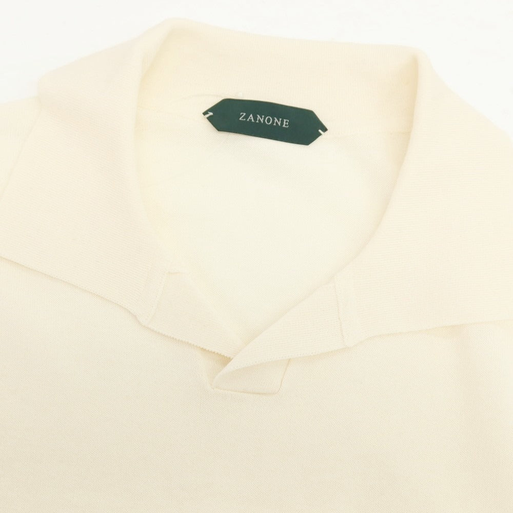 【新品】ザノーネ ZANONE ハイゲージ コットンシルク スキッパー 半袖 ポロニット アイボリー【サイズ44】【 状態ランクN 】【 メンズ 】