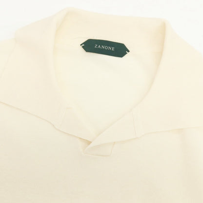 【新品】ザノーネ ZANONE ハイゲージ コットンシルク スキッパー 半袖 ポロニット アイボリー【サイズ44】【 状態ランクN 】【 メンズ 】