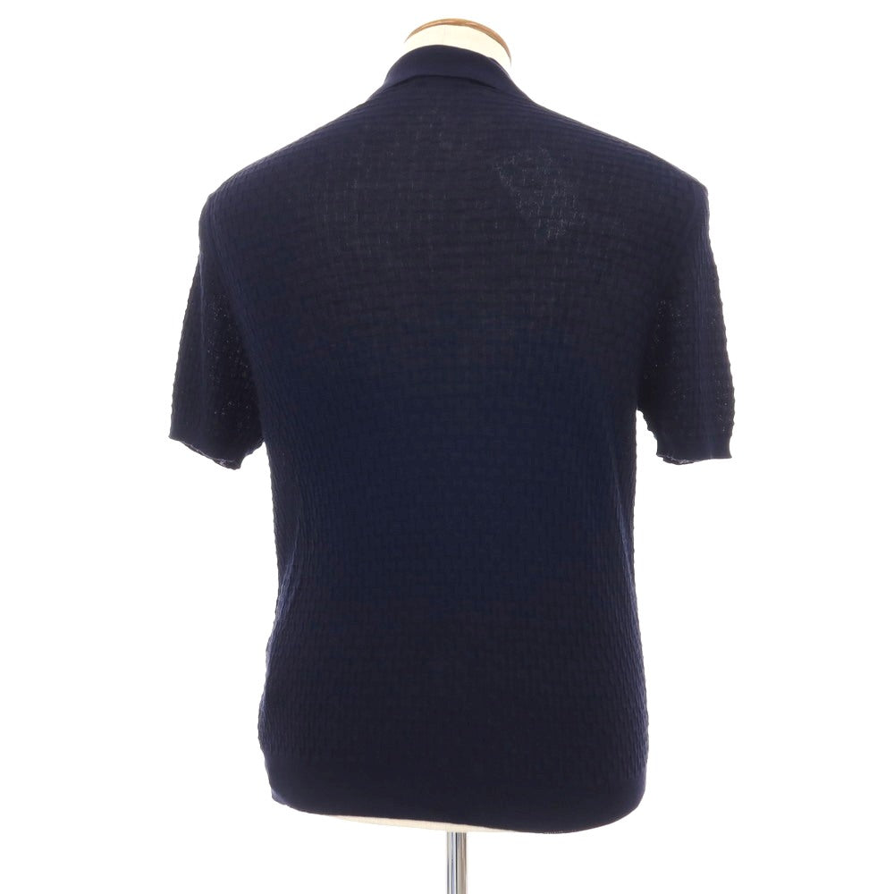 【新品】ザノーネ ZANONE ハイゲージ コットン ジャカード 半袖 ポロニット ネイビー【サイズ46】【 状態ランクN 】【 メンズ 】