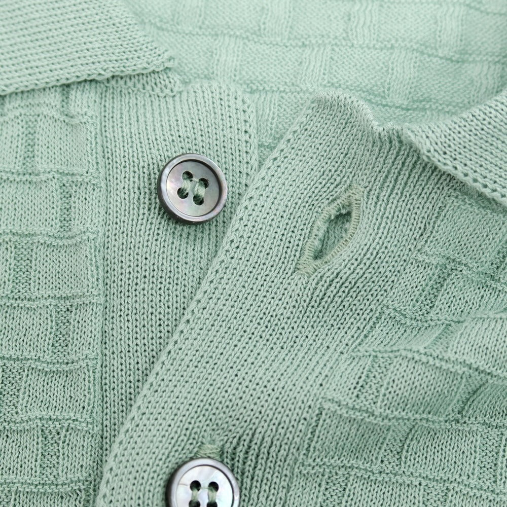 【新品】ザノーネ ZANONE ハイゲージ コットン ジャカード 半袖 ポロニット ミントグリーン【サイズ48】【 状態ランクN 】【 メンズ 】