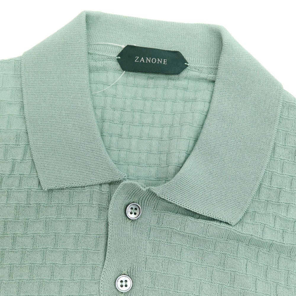 【新品】ザノーネ ZANONE ハイゲージ コットン ジャカード 半袖 ポロニット ミントグリーン【サイズ48】【 状態ランクN 】【 メンズ 】