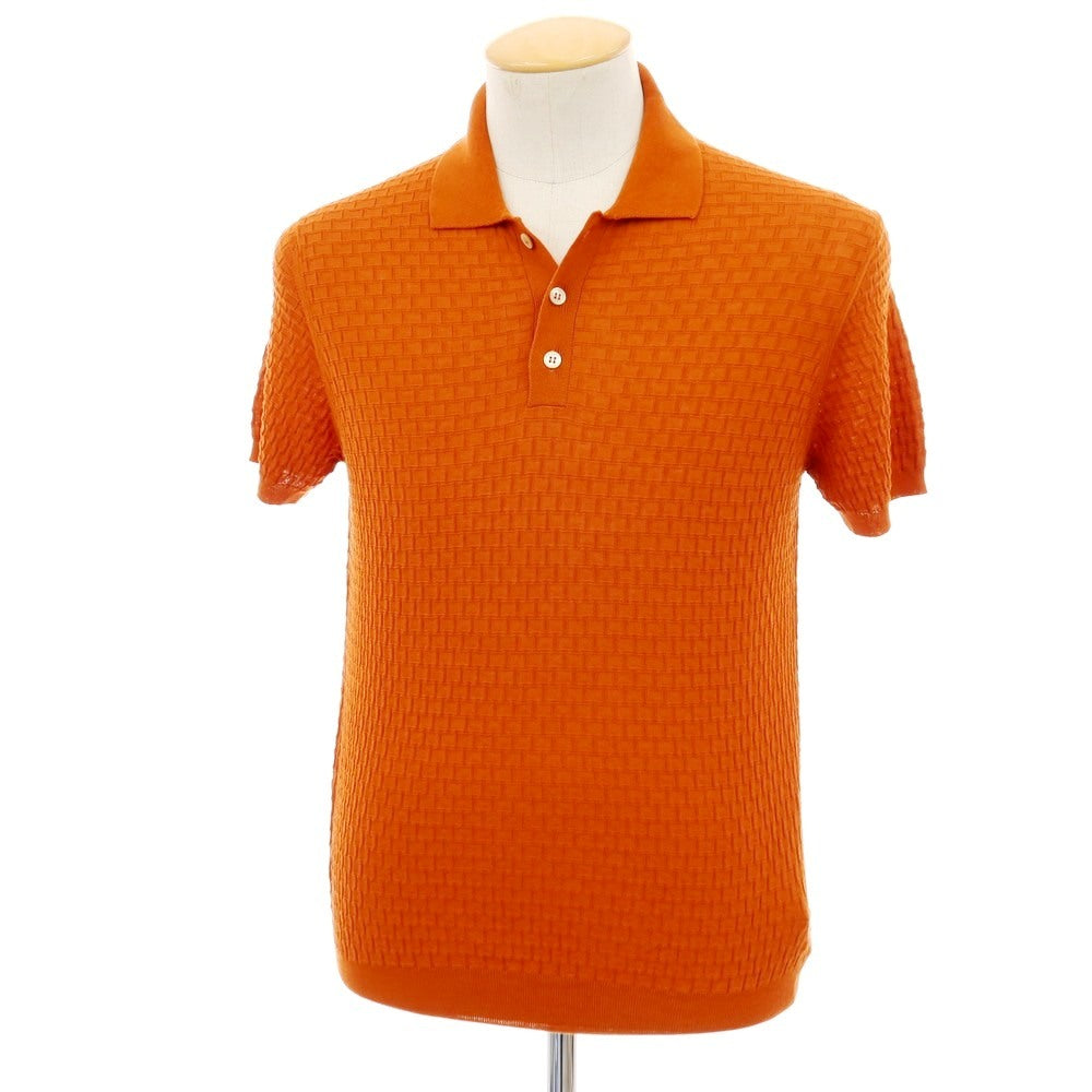 【新品】ザノーネ ZANONE ハイゲージ コットン ジャカード 半袖 ポロニット オレンジ【サイズ44】【 状態ランクN 】【 メンズ 】