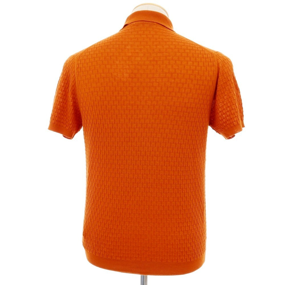 【新品】ザノーネ ZANONE ハイゲージ コットン ジャカード 半袖 ポロニット オレンジ【サイズ44】【 状態ランクN 】【 メンズ 】