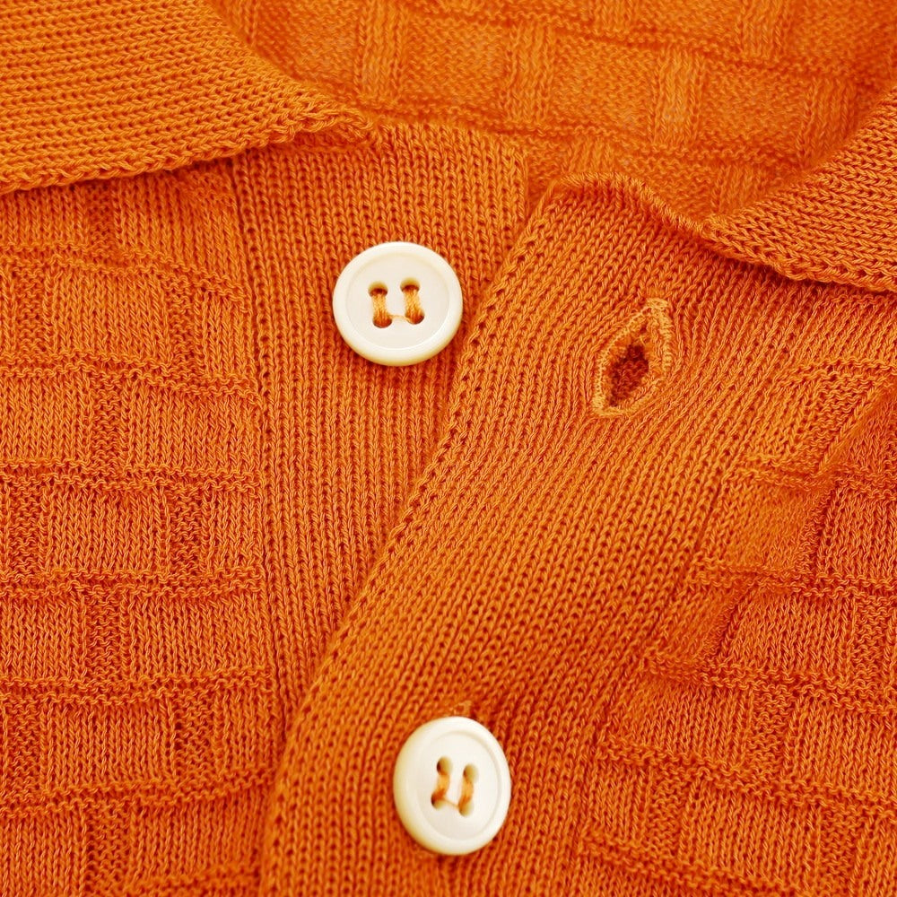 【新品】ザノーネ ZANONE ハイゲージ コットン ジャカード 半袖 ポロニット オレンジ【サイズ44】【 状態ランクN 】【 メンズ 】