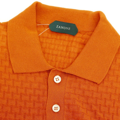 【新品】ザノーネ ZANONE ハイゲージ コットン ジャカード 半袖 ポロニット オレンジ【サイズ44】【 状態ランクN 】【 メンズ 】