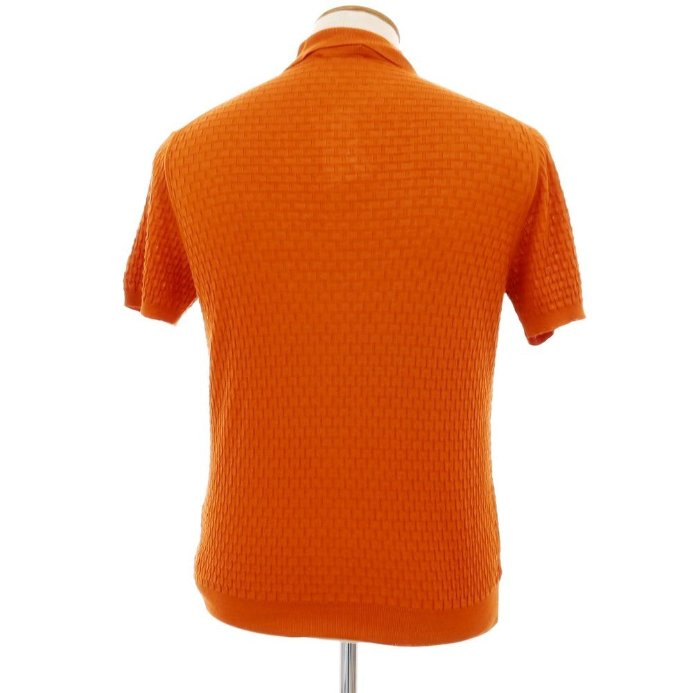 【新品】ザノーネ ZANONE ハイゲージ コットン ジャカード 半袖 ポロニット オレンジ【サイズ46】【 状態ランクN 】【 メンズ 】