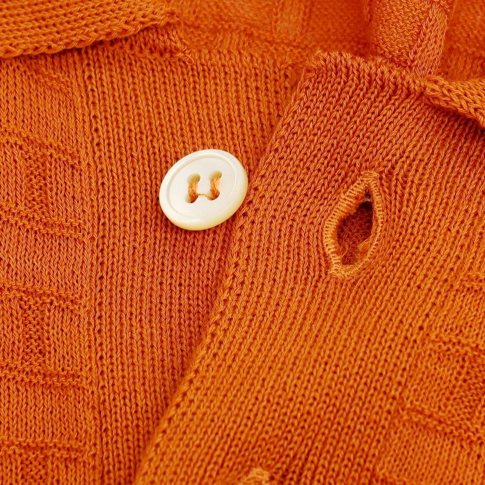 【新品】ザノーネ ZANONE ハイゲージ コットン ジャカード 半袖 ポロニット オレンジ【サイズ46】【 状態ランクN 】【 メンズ 】