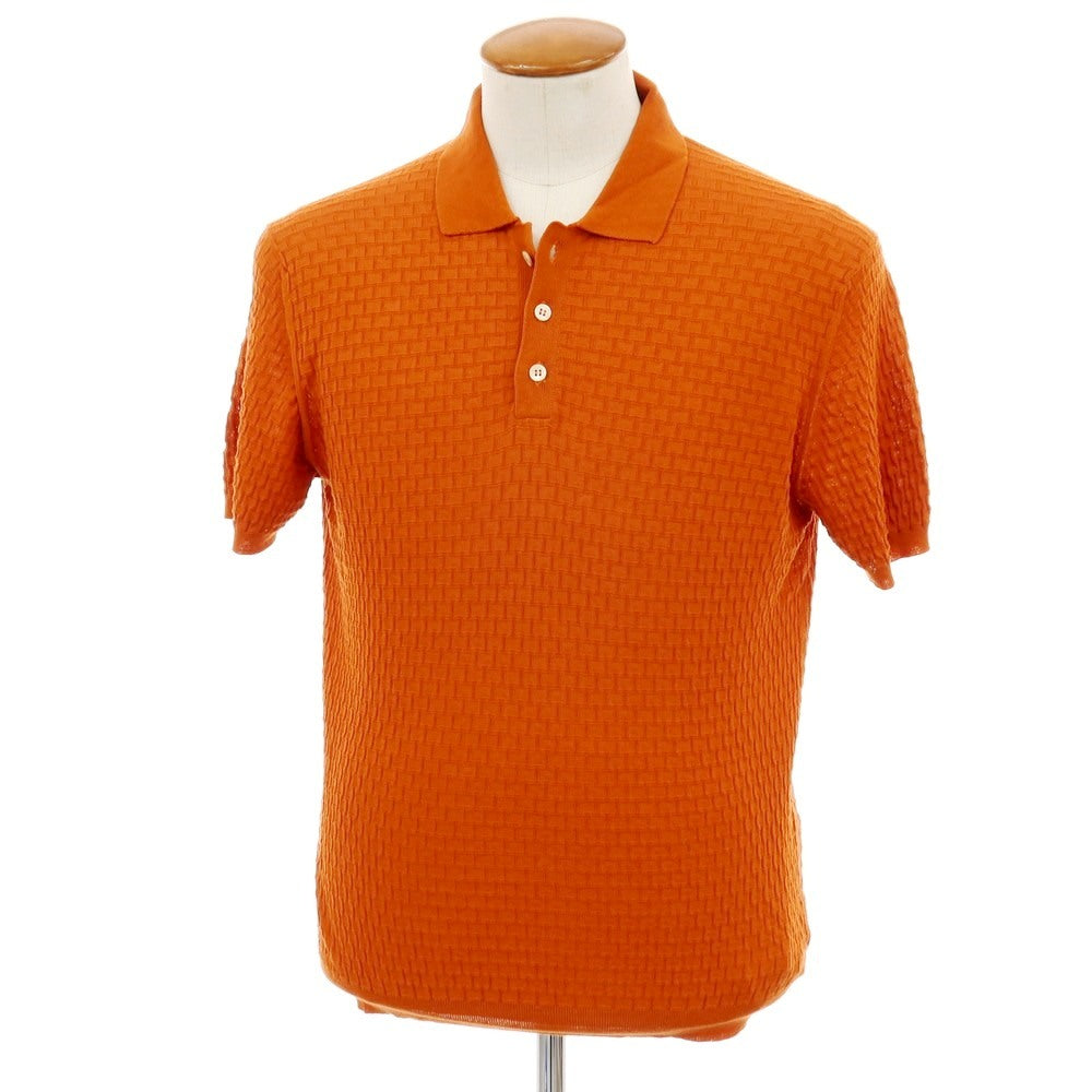 【新品】ザノーネ ZANONE ハイゲージ コットン ジャカード 半袖 ポロニット オレンジ【サイズ48】【 状態ランクN 】【 メンズ 】