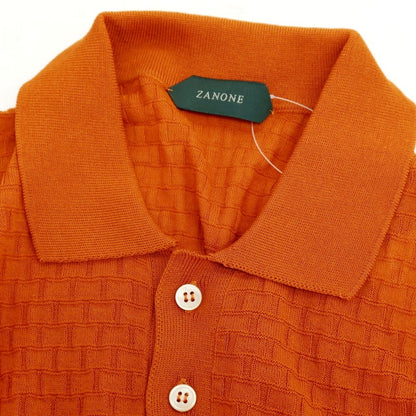 【新品】ザノーネ ZANONE ハイゲージ コットン ジャカード 半袖 ポロニット オレンジ【サイズ48】【 状態ランクN 】【 メンズ 】