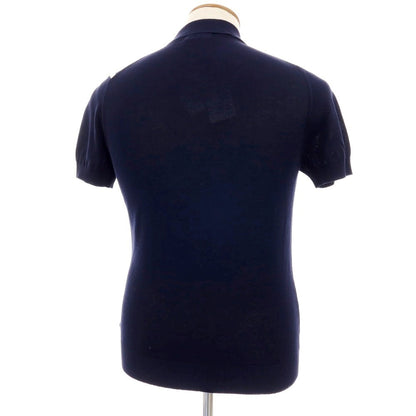 【新品】ザノーネ ZANONE ハイゲージ コットン 半袖 ポロニット ネイビーxミントグリーン【サイズ46】【 状態ランクN 】【 メンズ 】