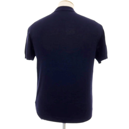 【新品】ザノーネ ZANONE ハイゲージ コットン 半袖 ポロニット ネイビーxミントグリーン【サイズ48】【 状態ランクN 】【 メンズ 】