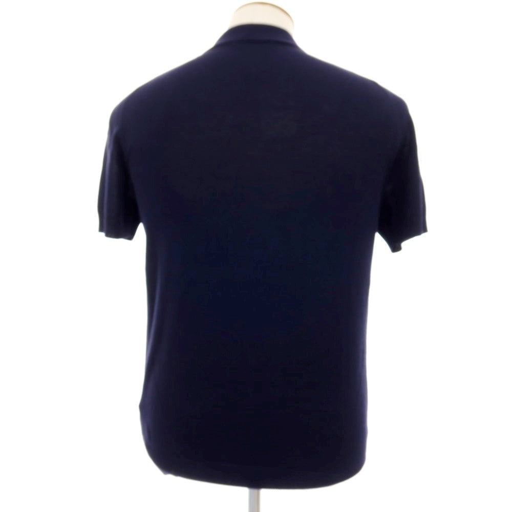 【新品】ザノーネ ZANONE ハイゲージ コットン 半袖 ポロニット ネイビーxミントグリーン【サイズ48】【 状態ランクN 】【 メンズ 】