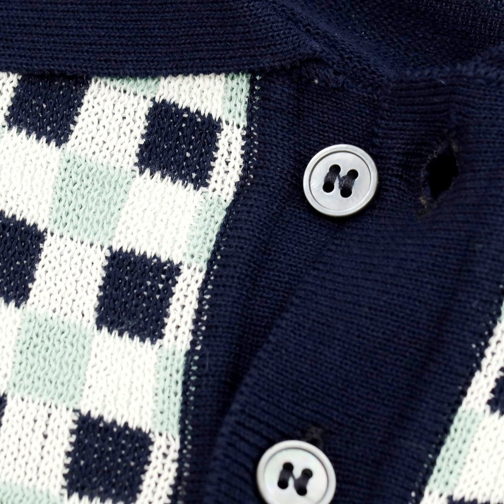 【新品】ザノーネ ZANONE ハイゲージ コットン 半袖 ポロニット ネイビーxミントグリーン【サイズ48】【 状態ランクN 】【 メンズ 】