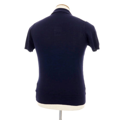 【新品】ザノーネ ZANONE ハイゲージ コットン ジャカード 半袖 ポロニット ネイビーxホワイト【サイズ46】【 状態ランクN 】【 メンズ 】