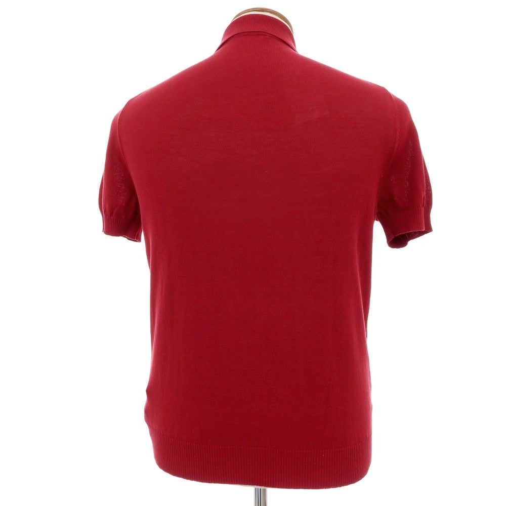 【新品】ザノーネ ZANONE ハイゲージ コットン ジャカード 半袖 ポロニット レッドxホワイト【サイズ46】【 状態ランクN 】【 メンズ 】